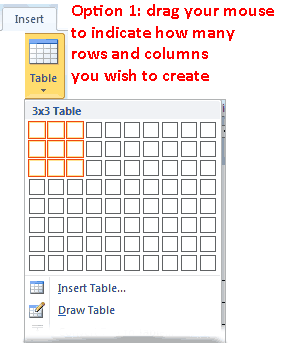 Table: Select rows and columns