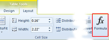 Table Formula