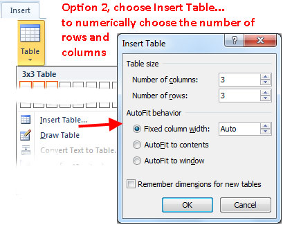 Insert Table