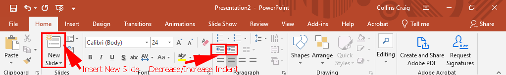 PowerPoint SLide and indent