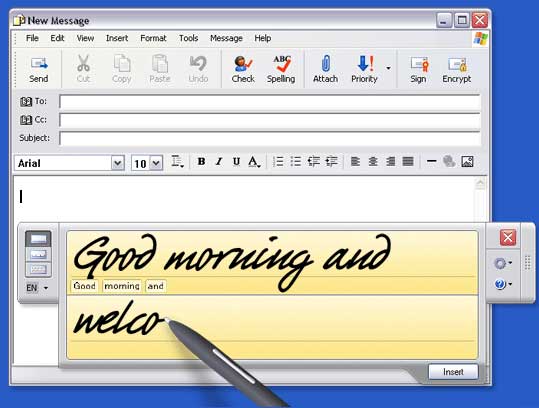 The writing pad and character recognition at work