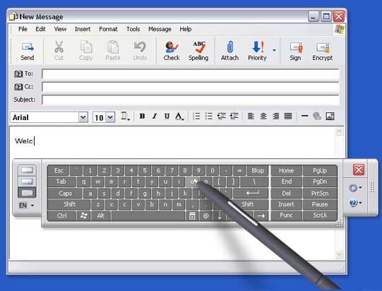 The on-monitor keyboard input at work