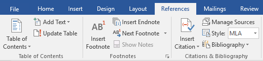 Word references Tab