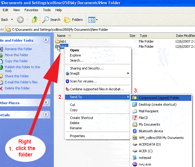 Right click to zip